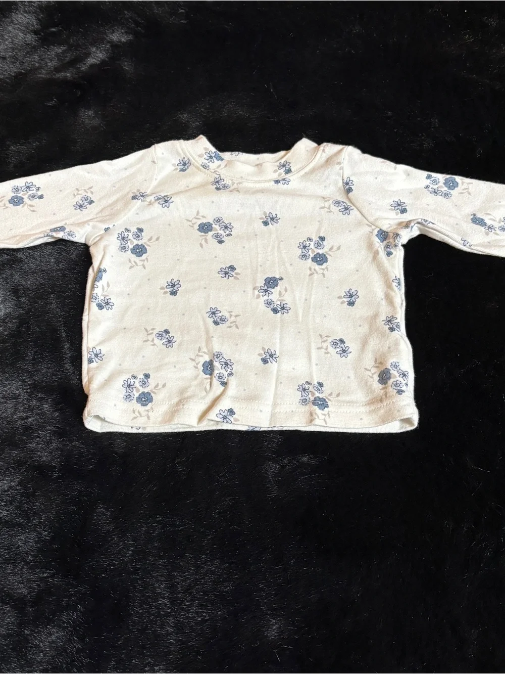 Girls Blue Corduroy Pinafore Dress with White Floral Top